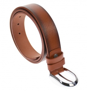 Curea barbati eleganta, din piele naturala, maro coniac 3.5 cm - DR1526CON - Img 2