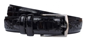 Curea barbati, eleganta, pentru costum, din piele naturala, Negru, 3.4cm - CK64N - Img 2