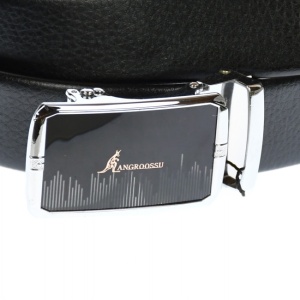 Curea din piele pentru barbati, catarama metalica fara ac, latime 3.5 cm, lungime reglabila, negru - LS200NSBR - Img 2