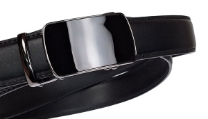 Curea eleganta barbati pentru costum, piele naturala de culoare neagra 3.5cm TK12NBOX - Img 2