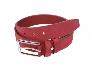 Curea unisex eleganta, rosie, din piele naturala 3 cm ALP616R - Img 3