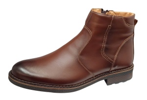 Ghete barbati casual din piele naturala cu fermoar imblanite GKR115M - Img 4