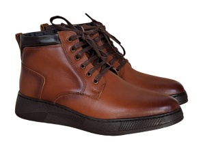 Ghete barbati Casual, din piele naturala imblanite, cu fermoar, Maro PH350MBOX - Img 8