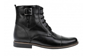 Ghete barbati casual din piele naturala, imblanite, model iarna, negru - GBOND2NC - Img 3