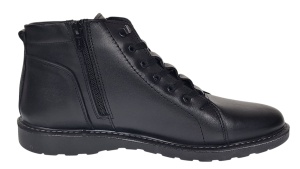 Ghete barbati casual din piele naturala imblanite Negre GS2021N - Img 7
