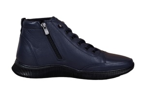 Ghete barbati din piele naturala cu fermoar, bleumarin model imblanit casual sport - Img 3