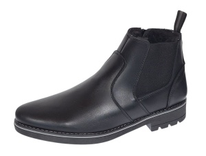 Ghete barbati din piele naturala imblanite cu fermoar Negru GB4101N - Img 8