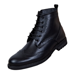 Ghete barbati Oxford din piele naturala imblanite GKR29 Negru - Img 7