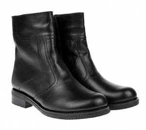 Ghete dama casual din piele naturala, cu fermoar, imblanite, Negru, GXXLN - Img 2