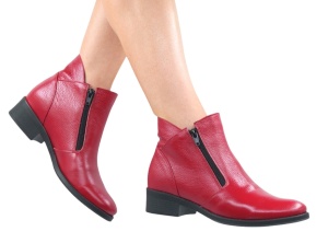 Ghete dama casual din piele naturala Nataly Rosu T 316 BZ-ROSU