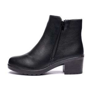 Ghete dama din piele eco cu fermoar imblanite Negru JF-51N - Img 1