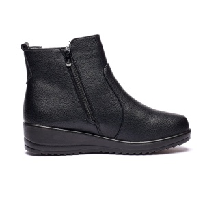 Ghete dama din piele eco cu fermoar imblanite Negru W33-8N - Img 6