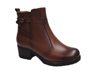 Ghete dama din piele naturala cu fermoar imblanite maro Maia - GD680MARO - Img 4