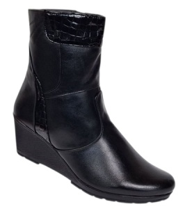 Ghete dama din piele naturala cu fermoar imblanite Negre MVS31N