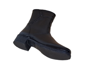 Ghete dama din piele naturala cu fermoar - Model negru imblanit 709N - Img 8