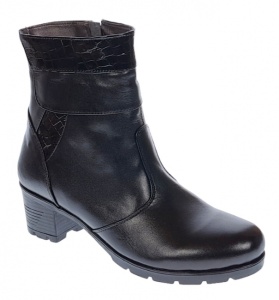 Ghete dama din piele naturala, cu fermoar, NEGRU - MVS54N
