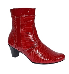 Ghete dama elegante din piele naturala cu fermoar, ghete rosii lacuite MVS65RED - Img 2
