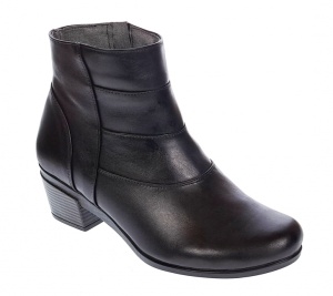 Ghetute dama din piele naturala box, cu fermoar, Toc de 5 cm, NEGRU - MVS63NBOX - Img 4