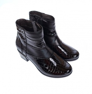 Ghetute dama din piele naturala Croco, cu fermoar, Toc de 5 cm, NEGRU - MVS18CRN - Img 6