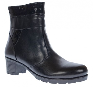 Marimea 36 Ghete dama din piele naturala cu fermoar, imblanite, Negru LMVS54N - Img 5
