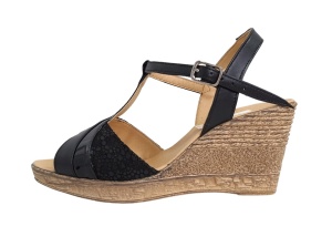 Oferta 39 -Sandale dama din piele naturala cu platforme de 7 cm - Model negru LS61NCOL - Img 3