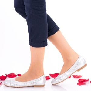 OFERTA marimea 36 - Balerini dama, model casual din piele naturala, argintii - LNA248 - Img 3
