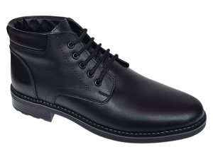 Oferta marimea 39 Ghete barbati casual negre din piele naturala imblanite LGB101N