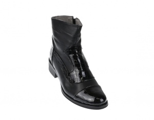 OFERTA marimea 39 - Ghete dama elegante negre din piele naturala croco si box - LNA322CRNP