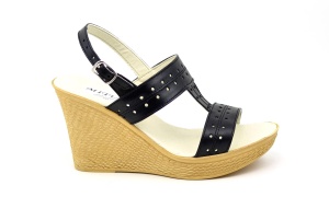 Oferta marimea 40 - Sandale dama, negre , din piele naturala box, cu platforme de 7 cm LS46NBOX - Img 3