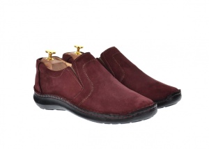 OFERTA MARIMEA 41- Pantofi barbati casual, cu elastic, din piele naturala, intoarsa, BORDO, LVIC2350VIS - Img 2