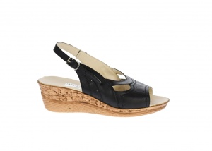 Oferta marimea 41 Sandale dama din piele naturala, negre, cu platforme de 5 cm, LS14NBOX - Img 2