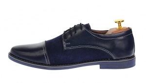 Pantofi barbati casual din piele naturala bleumarin 858BLM - Img 5