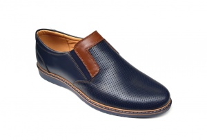 Pantofi barbati casual, din piele naturala, bleumarin, CIUCALETI SHOES - MARIOEBLUE - Img 1