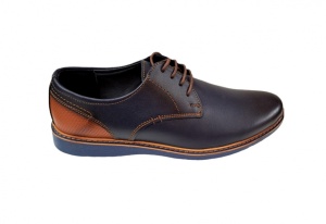 Pantofi barbati casual din piele naturala bleumarin cu maro, CIUCALETI SHOES - Img 5