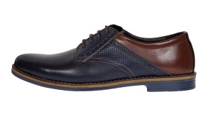 Pantofi barbati casual din piele naturala, bleumarin, maro 414SBLM - Img 3