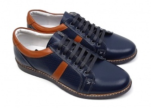 Pantofi barbati casual din piele naturala, bleumarin, TENMARIOBLM - Img 3