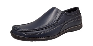 Pantofi barbati casual din piele naturala cu elastic Bleumarin, GKR82BLU - Img 8