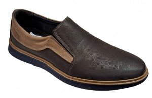 Pantofi barbati, casual, din piele naturala, cu elastic, Maro, TEST545M - Img 3