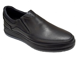Pantofi barbati, casual, din piele naturala, cu elastic, Negru, 788N - Img 4