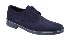 Pantofi barbati casual din piele naturala intoarsa Bleumarin - 855VELBLM