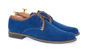 Pantofi barbati casual din piele naturala intoarsa - Model Albastru P34MBL - Img 2