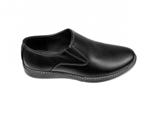 Pantofi barbati casual, din piele naturala, Negru cu elastic - CIUCALETI SHOES - TENBOXMARIOEN - Img 5