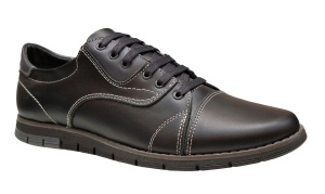 Pantofi barbati, casual din piele naturala, Negru, GKR67N