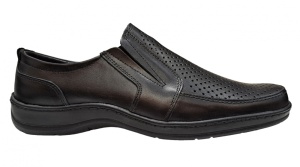 Pantofi barbati casual din piele naturala, perforati, cu elastic, calapod lat - GKR23N - Img 6
