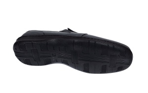Pantofi barbati casual din piele naturala, perforati, cu elastic, calapod lat, Bleumarin - GKR91BL - Img 4