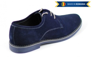Pantofi barbati, casual-eleganti din piele naturala intoarsa, bleumarin - PABLUVEL - Img 2