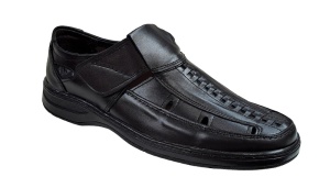 Pantofi barbati casual perforati din piele naturala, Negru - RSY502N