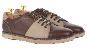 Pantofi barbati casual, sport din piele naturala maro - 747M - Img 2