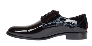 Pantofi barbati eleganti din piele naturala calapod lat Negru Lacuit GKR016NL - Img 7