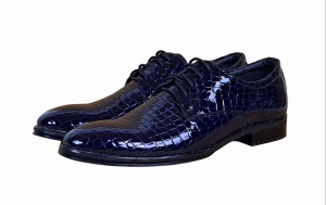 Pantofi barbati eleganti din piele naturala, Croco, bleumarin inchis, LAC, TESTCROCOBL - Img 6